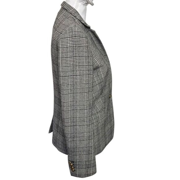 J.Crew Regent Blazer Size 4 Gray Glen Plaid Wool Blend One Button Lined Jacket - Picture 4 of 13